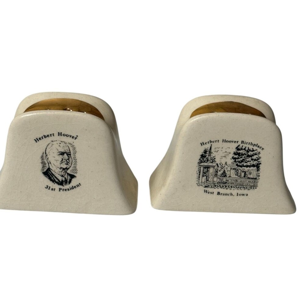 Vintage President Herbert Hoover Porcelain Salt Pepper Shaker Midcentury Japan